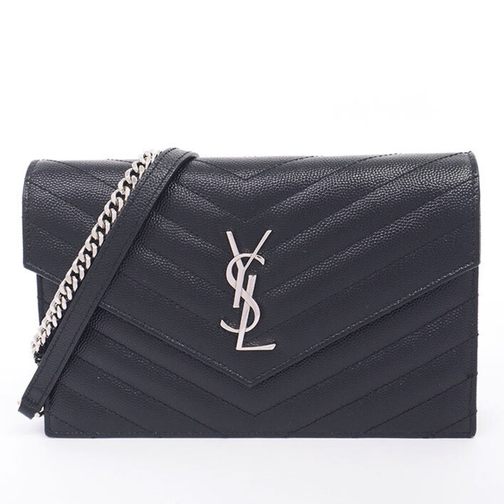 Yves Saint Laurent YSL Logo Crossbody Chain Shoulder Bag Wallet Long